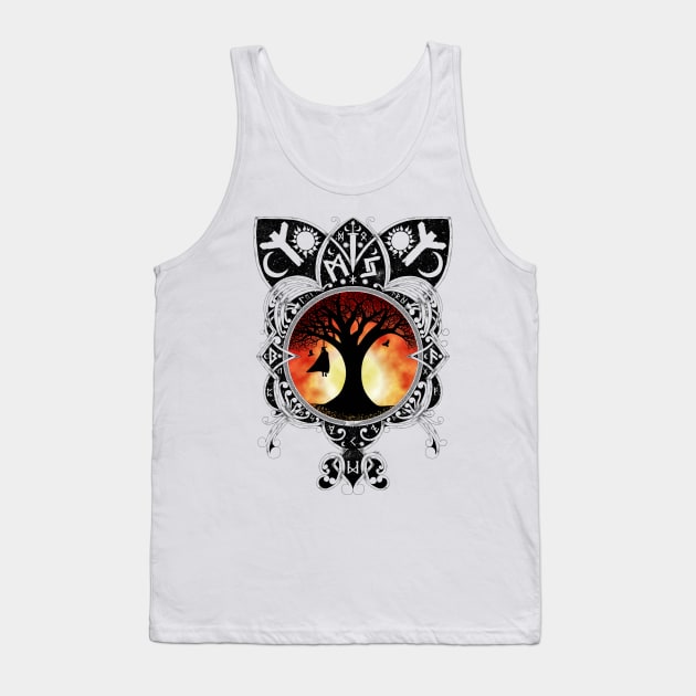 Odin Learning the Runes - Sunset Variant Tank Top by Art of Arklin